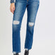 RISEN Full Size High Rise Distressed Crop Straight Jeans