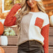Color Block Round Neck Long Sleeve Sweater