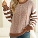 Striped Round Neck Dropped Shoulder Sweater