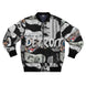 Detroit Newspaper Cutout Kimante All Black AOP Bomber Jacket