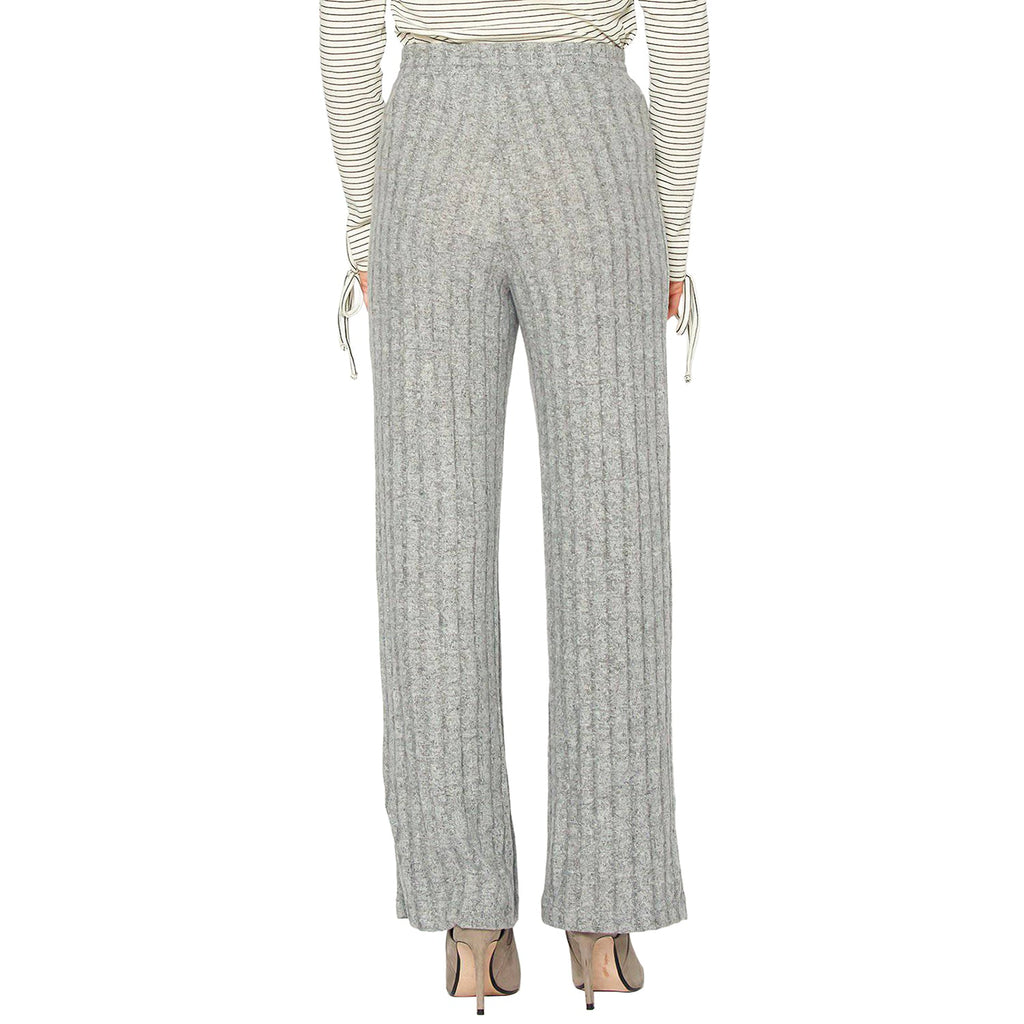 Pleione Women's High Waist Ribbed Knit Straight Pants