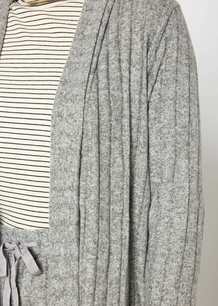 Pleione Women's Cozy Ribbed Longline Cardigan in Dove
