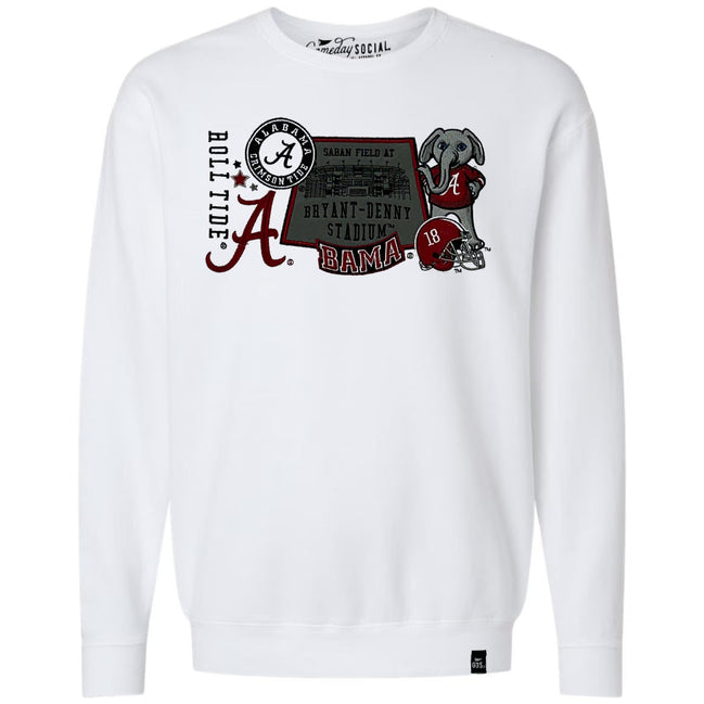 Alabama Crimson Tide - NCAA Layer Patch LAN Crewneck Long Sleeve