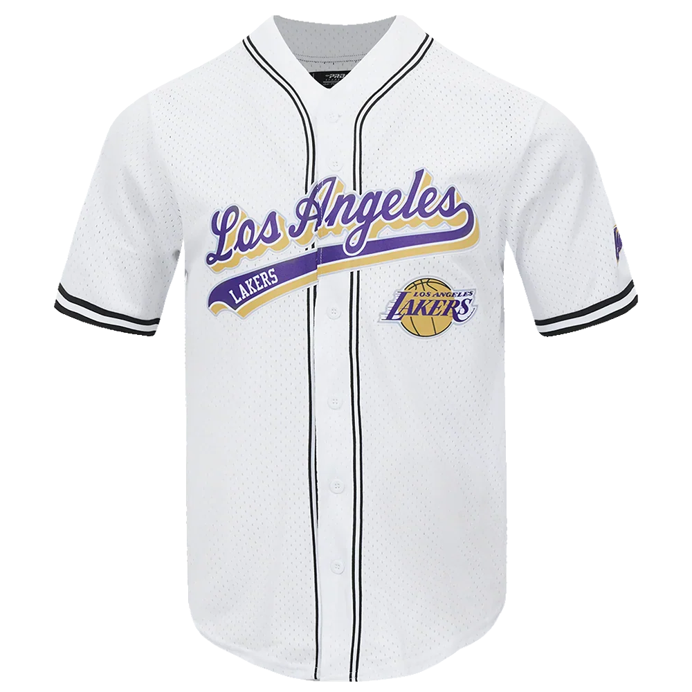 Los Angeles Lakers - NBA Script Tail Men's Mesh Button Down Shirt