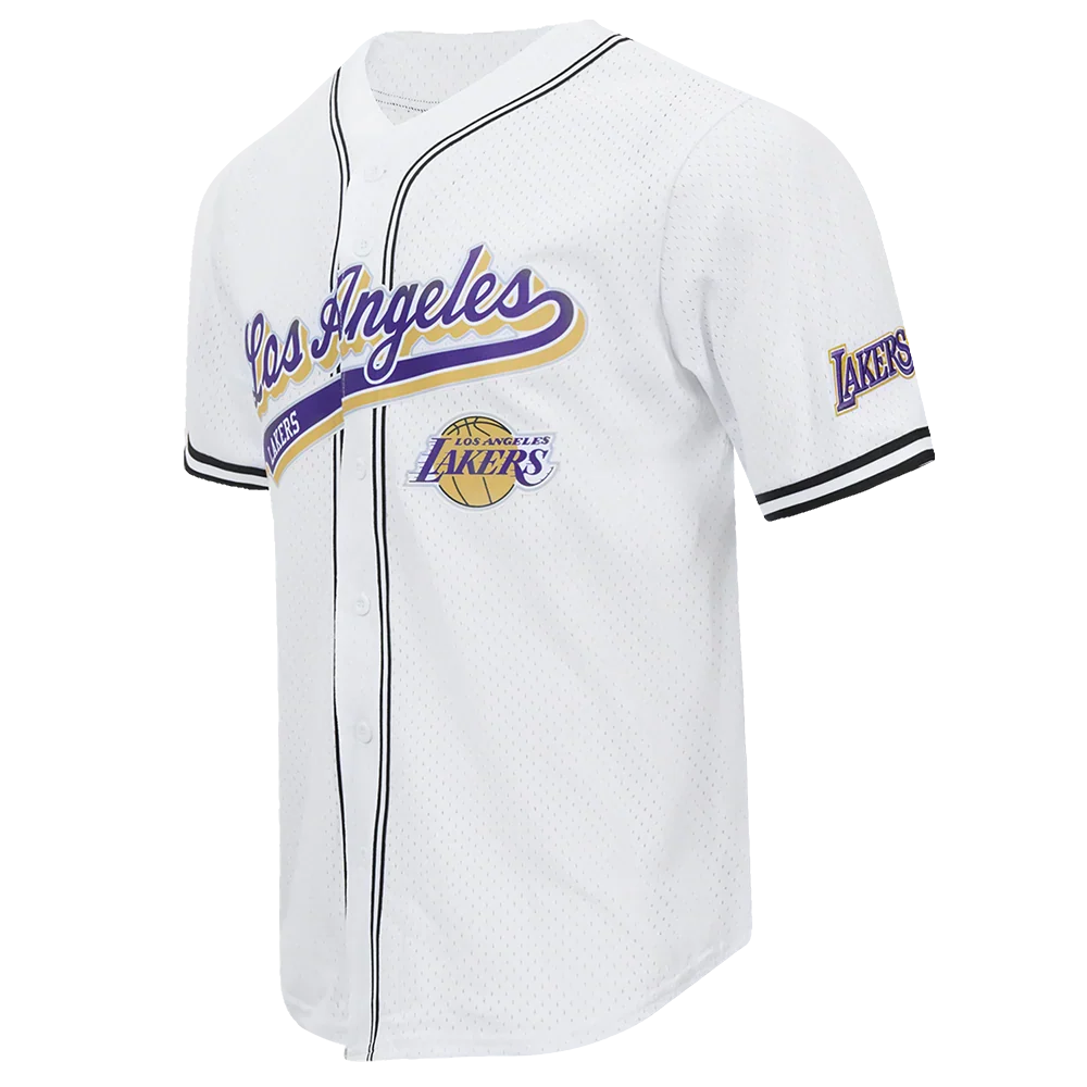 Los Angeles Lakers - NBA Script Tail Men's Mesh Button Down Shirt