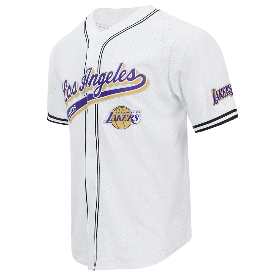 Los Angeles Lakers - NBA Script Tail Men's Mesh Button Down Shirt