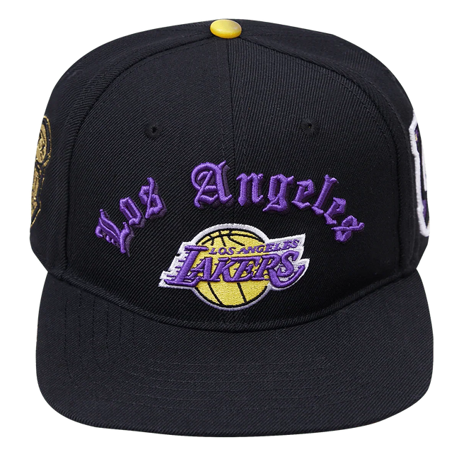 Los Angeles Lakers - NBA Old English Black Snapback Hat
