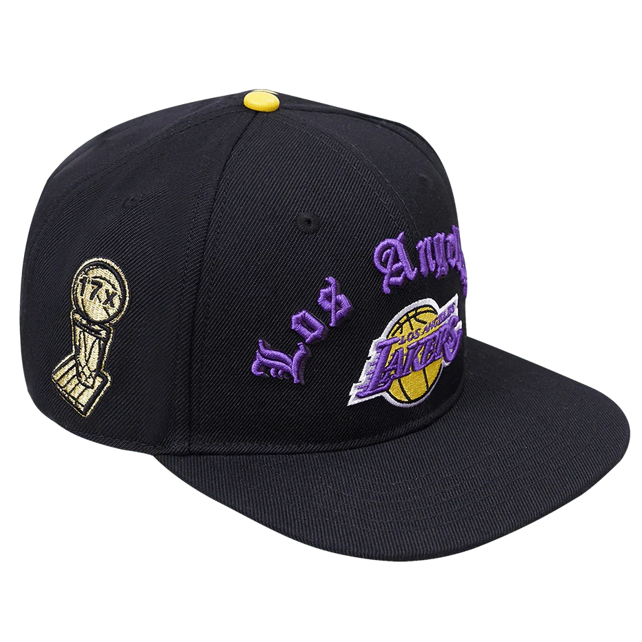 Los Angeles Lakers - NBA Old English Black Snapback Hat