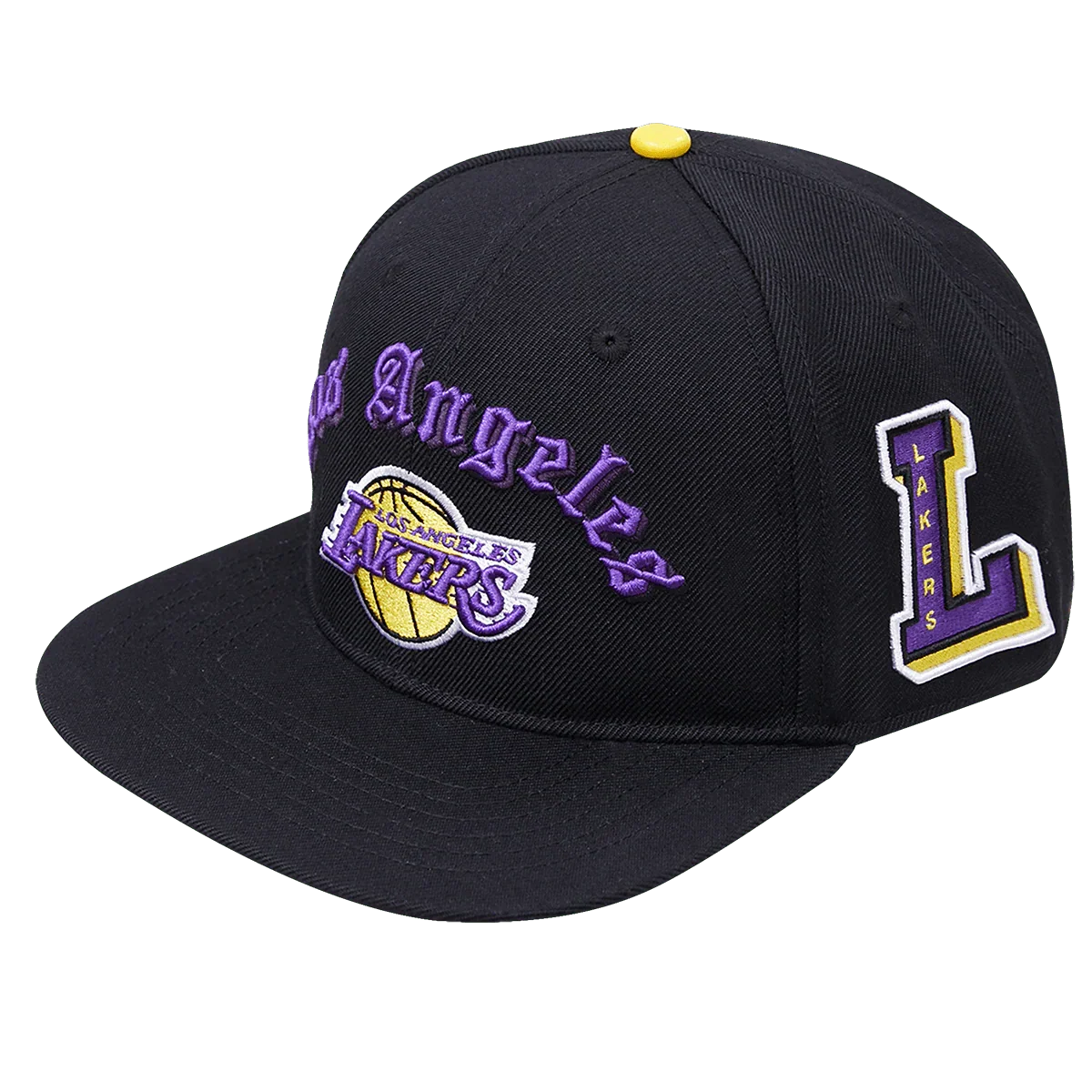 Los Angeles Lakers - NBA Old English Black Snapback Hat