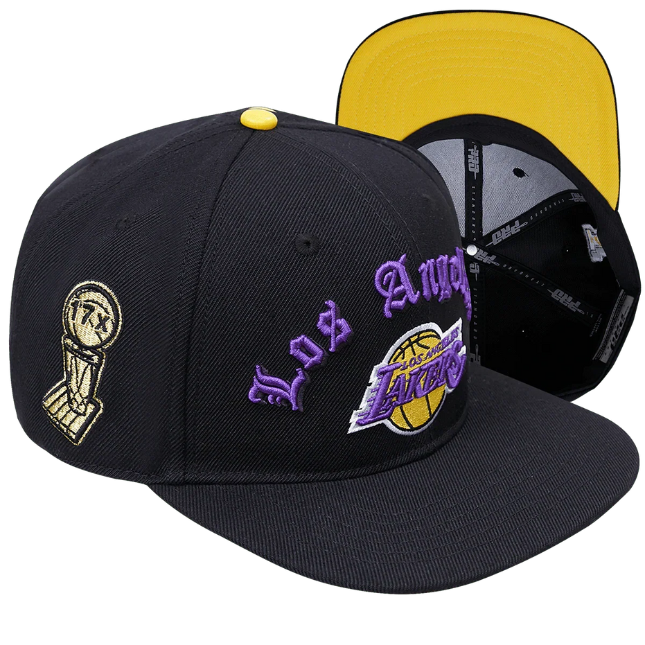 Los Angeles Lakers - NBA Old English Black Snapback Hat