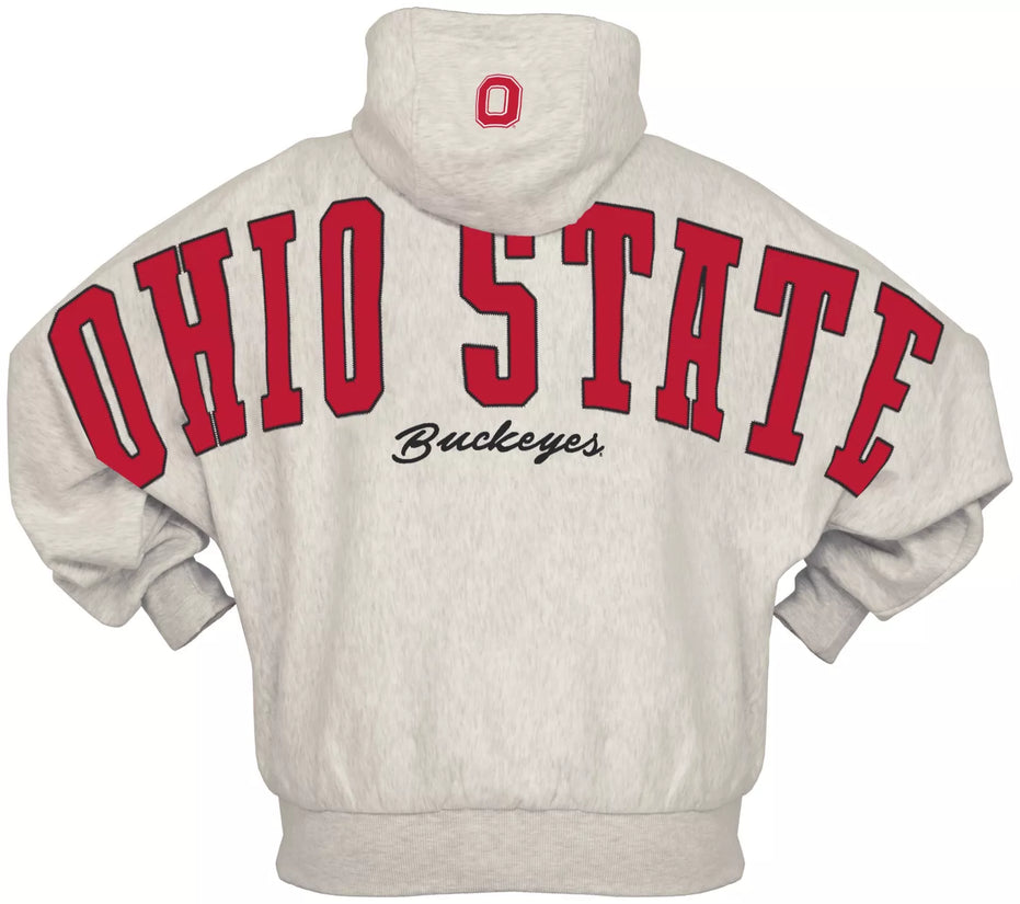 Ohio State Buckeyes - "Belvedere" Single-Piece Dolman-Style Oversize Hoodie