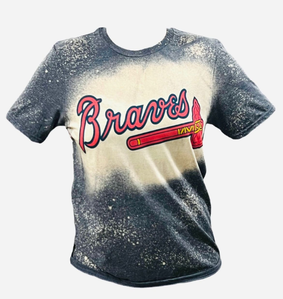 Atlanta Braves Chop Navy Bleached T-shirt