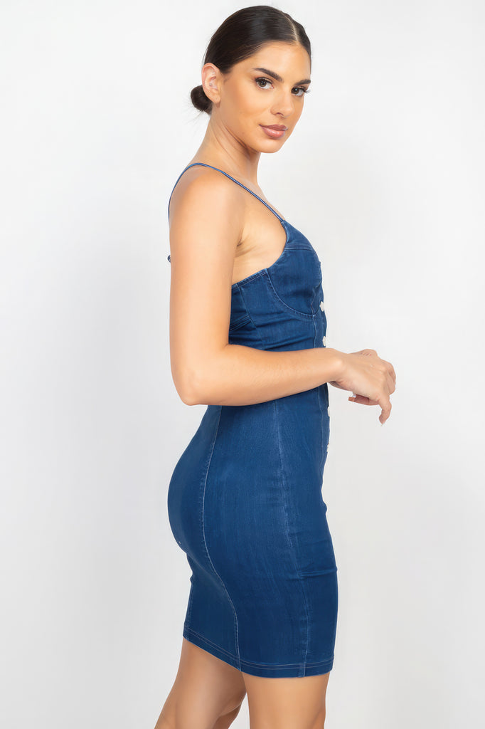 button front cami denim dress Button Front Cami Denim Dress
