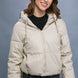 Pu Faux Leather Zipper Hooded Puffer Jacket