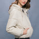 Pu Faux Leather Zipper Hooded Puffer Jacket