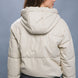 Pu Faux Leather Zipper Hooded Puffer Jacket