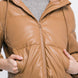 Pu Faux Leather Zipper Hooded Puffer Jacket