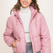Pu Faux Leather Zipper Hooded Puffer Jacket