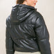 Pu Faux Leather Zipper Hooded Puffer Jacket