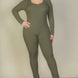 Plus Size Ribbed Scoop Neck Long Sleeve Jumpsuit