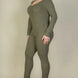 Plus Size Ribbed Scoop Neck Long Sleeve Jumpsuit
