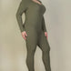Plus Size Ribbed Scoop Neck Long Sleeve Jumpsuit