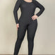 Plus Size Ribbed Scoop Neck Long Sleeve Jumpsuit