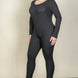 Plus Size Ribbed Scoop Neck Long Sleeve Jumpsuit