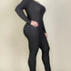 Plus Size Ribbed Scoop Neck Long Sleeve Jumpsuit