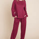 Two Tone Solid Warm And Soft Hacci Brush Loungewear Set
