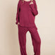 Two Tone Solid Warm And Soft Hacci Brush Loungewear Set