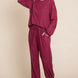 Two Tone Solid Warm And Soft Hacci Brush Loungewear Set