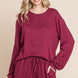 Two Tone Solid Warm And Soft Hacci Brush Loungewear Set