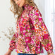 Floral Mock Neck Smocked Yoke Blouse