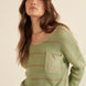 Striped Rib-knit Oversized Pocket Sweater