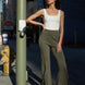 Solid Raw Edge Expose Seam Flare Pants
