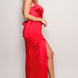 Sleeveless Deep V Low Back Bow Maxi Dress