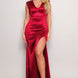 Sleeveless Power Shoulder Slitted Maxi Dress