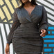 Glitter Mesh Shirring Side Plus Mini Dress