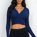 Ribbed Wrap Front Long Sleeve Top