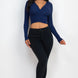 Ribbed Wrap Front Long Sleeve Top