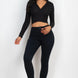 Ribbed Wrap Front Long Sleeve Top