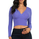 Ribbed Wrap Front Long Sleeve Top