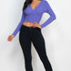 Ribbed Wrap Front Long Sleeve Top