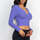 Ribbed Wrap Front Long Sleeve Top