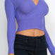 Ribbed Wrap Front Long Sleeve Top