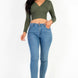 Ribbed Wrap Front Long Sleeve Top
