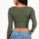 Ribbed Wrap Front Long Sleeve Top