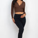 Ribbed Wrap Front Long Sleeve Top