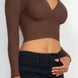 Ribbed Wrap Front Long Sleeve Top